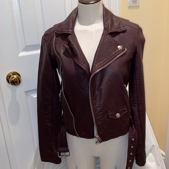 stunning dark brown leather jacket w silver details - Picture 4 of 6